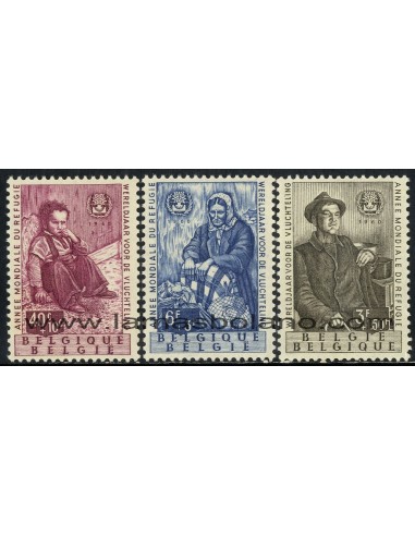 SELLOS BELGICA 1960 - AÑO MUNDIAL DEL REFUGIADO - 3 VALORES - CORREO