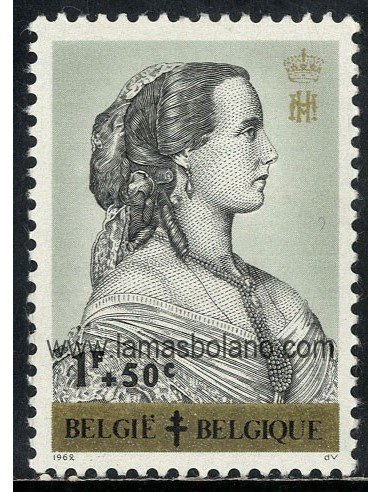 SELLOS BELGICA 1962 - A BENEFICIO DE OBRAS ANTITUBERCULOSAS - RETRATOS DE REINAS - 1 VALOR - CORREO