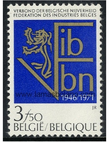 SELLOS BELGICA 1971 - FEDERACION DE INDUSTRIAS BELGAS 25 ANIVERSARIO DE LA CREACION - 1 VALOR - CORREO