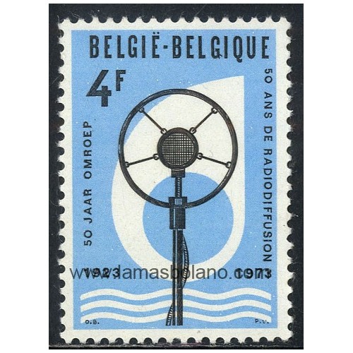 SELLOS BELGICA 1973 - RADIODIFUSION EN BELGICA 50 ANIVERSARIO - 1 VALOR - CORREO