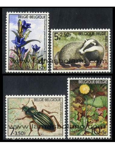 SELLOS BELGICA 1974 - FAUNA Y FLORA - SOLIDARIDAD - 4 VALORES - CORREO
