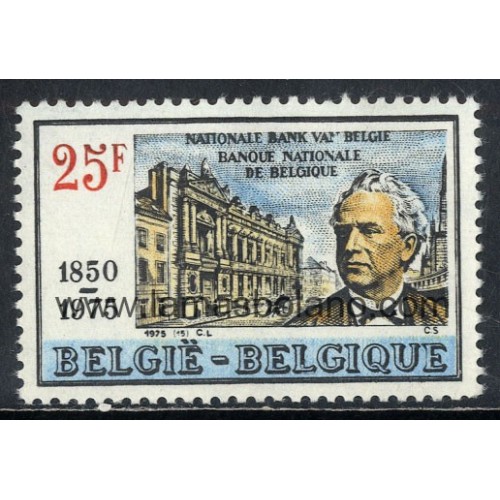 SELLOS BELGICA 1975 - BANCA NACIONAL DE BELGICA 125 ANIVERSARIO - 1 VALOR - CORREO