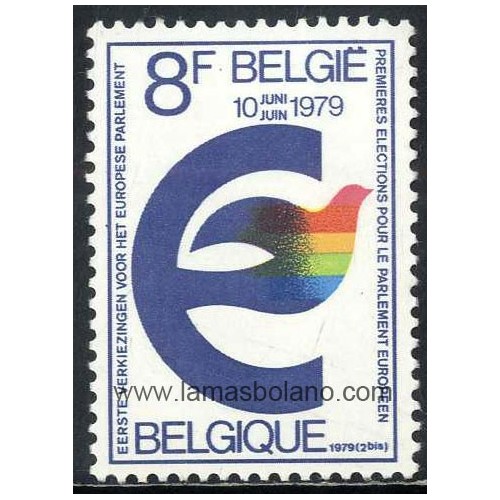 SELLOS BELGICA 1979 - PRIMERA ELECCIONES PARA EL PARLAMENTO EUROPEO - 1 VALOR - CORREO