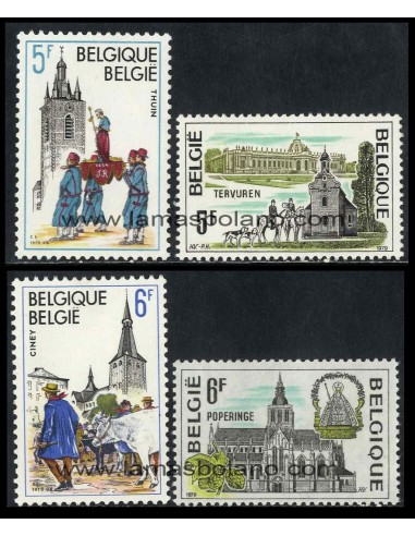 SELLOS BELGICA 1979 - SERIE TURISTICA - 4 VALORES - CORREO