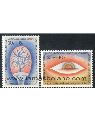 SELLOS BELGICA 1981 - AÑO INTERNACIONAL DE LAS PERSONAS CON DISCAPACIDAD - 2 VALORES - CORREO