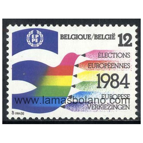 SELLOS BELGICA 1984 - PARLAMENTO EUROPEO ELECCIONES - 1 VALOR - CORREO