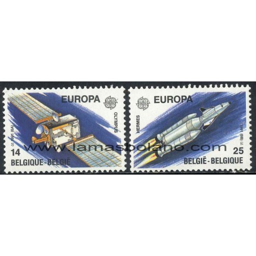 SELLOS BELGICA 1991 - TEMA EUROPA - CEPT - EUROPA Y EL ESPACIO - 2 VALORES - CORREO