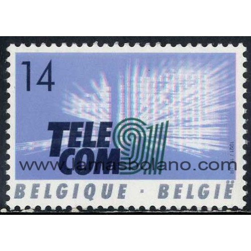SELLOS BELGICA 1991 - TELECOM 91 - 6 EXPOSICION Y FORUM MUNDIAL DE LAS TELECOMUNICACIONES EN GINEBRA - 1 VALOR - CORREO