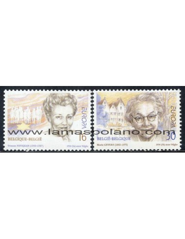 SELLOS BELGICA 1996 - TEMA EUROPA - CEPT - MUJERES CELEBRES - YVONNE NEVEJEAN - MARIE GERVERS - 2 VALORES - CORREO