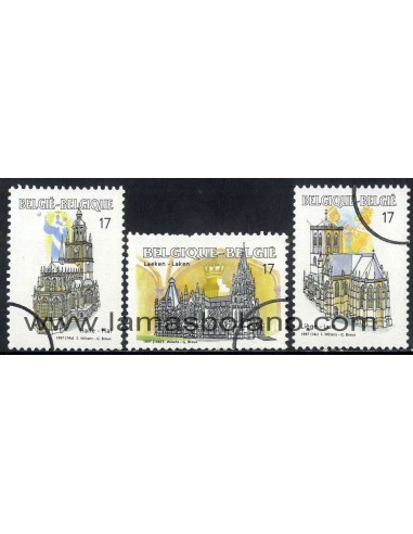 SELLOS BELGICA 1997 - TURISMO - BASILICAS - 3 VALORES MATASELLADOS - CORREO