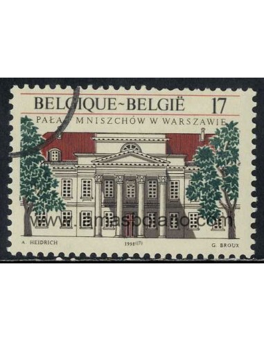 SELLOS BELGICA 1998 - PALACIO MNISZECH EN VARSOVIA EMBAJADA DE BELGICA - 1 VALOR MATASELLADO - CORREO