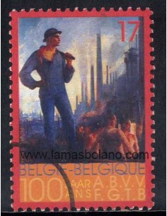 SELLOS BELGICA 1998 - CENTENARIO DEL FGTB - TRIPTICO DEL  PINTOR DRATZ - 1 VALOR MATASELLADO - CORREO