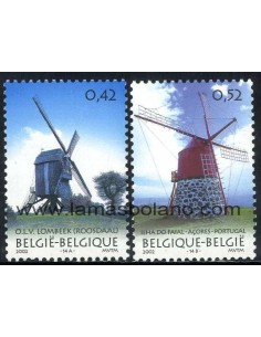 SELLOS BELGICA 2002 - MOLINOS DE VIENTO EMISION COMUN CON PORTUGAL - 2 VALORES - CORREO