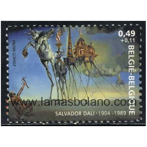 SELLOS BELGICA 2004 - PROMOCION DE LA FILATELIA - LA TENTACION DE SAN ANTONIO DE SALVADOR DALI - 1 VALOR - CORREO