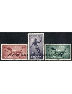 SELLOS IFNI 1961 - PRO INFANCIA - DEPORTES - SALTO DE ALTURA - FUTBOL - 3 VALORES FIJASELLO - CORREO