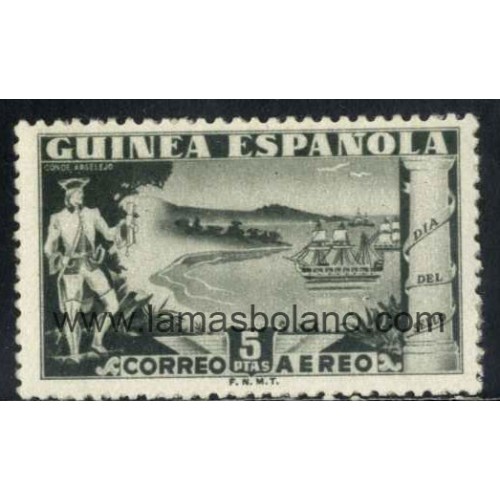 SELLOS GUINEA ESPAÑOLA 1949 - DIA DEL SELLO - DONDE DE ARGELEJO PRIMER GOBERNADOR DE GUINEA - 1 VALOR FIJASELLO - AEREO