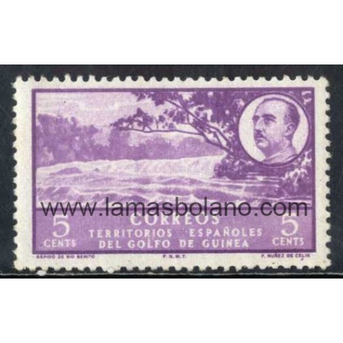 SELLOS GUINEA ESPAÑOLA 1949-50 - PAISAJES Y EFIGIE DEL GENERAL FRANCO - 1 VALOR - CORREO