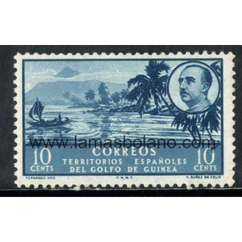 SELLOS GUINEA ESPAÑOLA 1949-50 - PAISAJES Y EFIGIE DEL GENERAL FRANCO - 1 VALOR FIJASELLO - CORREO