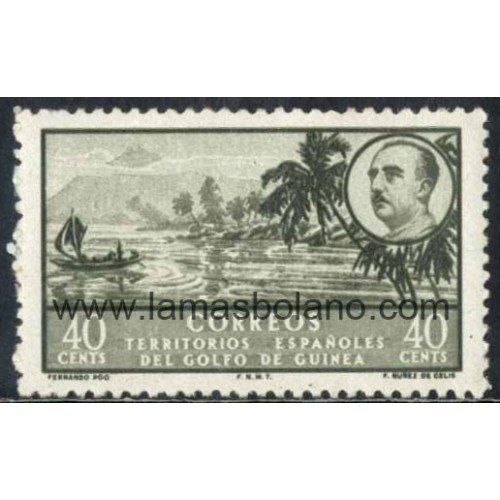 SELLOS GUINEA ESPAÑOLA 1949-50 - PAISAJES Y EFIGIE DEL GENERAL FRANCO - 1 VALOR FIJASELLO - CORREO