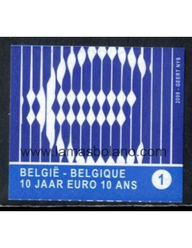 SELLOS BELGICA 2009 - 10 ANIVERSARIO DEL EURO - 1 VALOR DENTADO 3 LADOS AUTOADHESIVO - CORREO