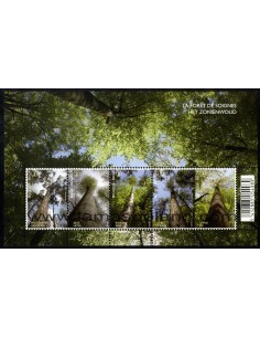 SELLOS BELGICA 2009 - BOSQUE DE SOIGNES - 5 VALORES EMITIDOS EN HOJITA - CORREO