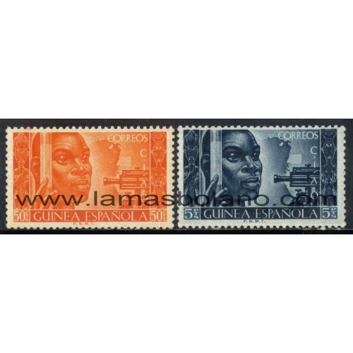 SELLOS GUINEA ESPAÑOLA 1951 - CONFERENCIA INTERNACIONAL DE AFRICANISTAS OCCIDENTALES - 2 VALORES - CORREO
