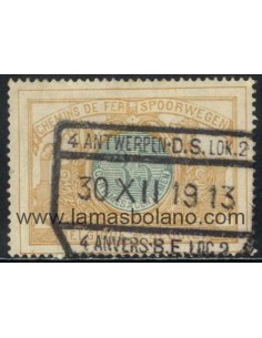 SELLOS BELGICA 1912-1914 - BILINGUES  FERROCARRILES - 1 VALOR MATASELLADO - PAQUETES POSTALES