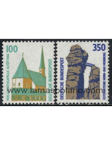 SELLOS ALLEMANIA FEDERAL 1989 - CAPILLA DE ALTOTING - ROCA AISLADA DE HORN-BAD MEINBERG - 2 VALORES - CORREO