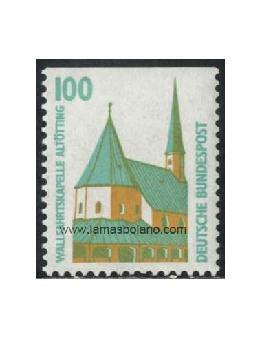 SELLOS ALLEMANIA FEDERAL 1989 - CAPILLA DE ALTOTING - 1 VALOR DENTADO 3 LADOS SIN DENTAR SUPERIOR - CORREO