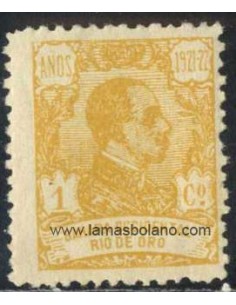 SELLOS RIO DE ORO 1921 - ALFONSO XIII - 1 VALOR CON NUMERO AL DORSO - ALGUNA LIGERA MANCHA EN LA GOMA - CORREO