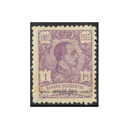 SELLOS RIO DE ORO 1921 - ALFONSO XIII - 1 VALOR CON NUMERO AL DORSO - ALGUNA LIGERA MANCHA EN LA GOMA - CORREO