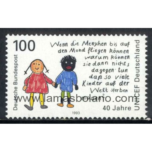 SELLOS ALEMANIA FEDERAL 1993 - COMITE ALEMAN PARA LA UNICEF 40 ANIVERSARIO - 1 VALOR - CORREO