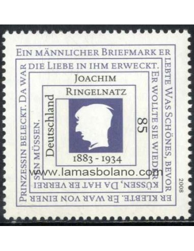 SELLOS ALEMANIA FEDERAL 2008 - JOACHIM RINGELNATZ, ESCRITOR Y PINTOR - 1 VALOR - CORREO