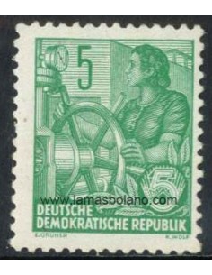 SELLOS ALEMANIA ORIENTAL 1957 - PLAN QUINQUENAL - 1 VALOR - CORREO