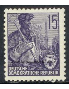 SELLOS ALEMANIA ORIENTAL 1957 - PLAN QUINQUENAL - 1 VALOR - CORREO