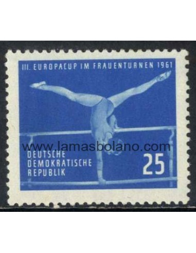 SELLOS ALEMANIA ORIENTAL 1961 - 3 COPA DE EUROPA DE GIMNASIA FEMENINA - 1 VALOR FIJASELLO - CORREO