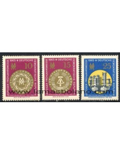 SELLOS ALEMANIA ORIENTAL 1965 - FERIA DE PRIMAVERA DE LEIPZIG - 3 VALORES - CORREO