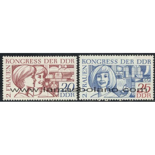 SELLOS ALEMANIA ORIENTAL 1969 - 2 CONGRESO NACIONAL DE LAS MUJERES - 2 VALORES - CORREO