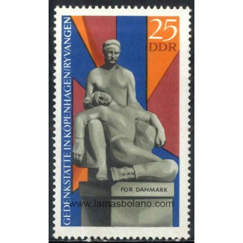SELLOS ALEMANIA ORIENTAL 1969 - MONUMENTO CONMEMORATIVO NACIONAL DE COPENHAGUE-RYVANGEN - 1 VALOR - CORREO