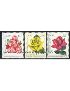 SELLOS ALEMANIA ORIENTAL 1972 - EXPOSICION INTERNACIONAL DE ROSAS - 3 VALORES - CORREO