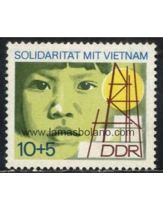 SELLOS ALEMANIA ORIENTAL 1973 - SOLIDARIDAD CON VIETNAM - 1 VALOR - CORREO