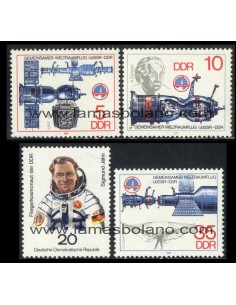 SELLOS ALEMANIA ORIENTAL 1978 - COOPERACION ESPACIAL URSS-RDA - 4 VALORES - CORREO