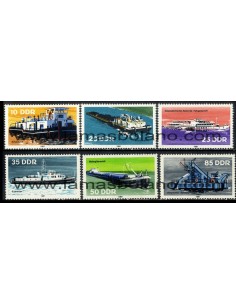SELLOS ALEMANIA ORIENTAL 1981 - BARCOS FLUVIALES EN LA RDA - 6 VALORES - CORREO