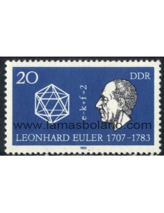 SELLOS ALEMANIA ORIENTAL 1983 - LEONHARD EULER BICENTENARIO DEL FALLECIMIENTO - 1 VALOR - CORREO