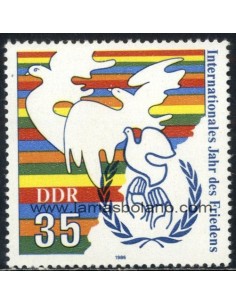 SELLOS ALEMANIA ORIENTAL 1986 - AÑO INTERNACIONAL DE LA PAZ - 1 VALOR - CORREO