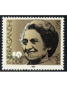 SELLOS ALEMANIA ORIENTAL 1986 - INDIRA GHANDI HOMENAJE - 1 VALOR - CORREO