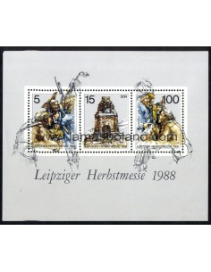 SELLOS ALEMANIA ORIENTAL 1988 - FERIA DE OTOÑO DE LEIPZIG - HOJITA BLOQUE