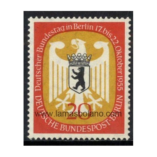 SELLOS ALEMANIA BERLIN 1955 - SESION DEL BUNDESTAG EN BERLIN - 1 VALOR FIJASELLO - CORREO