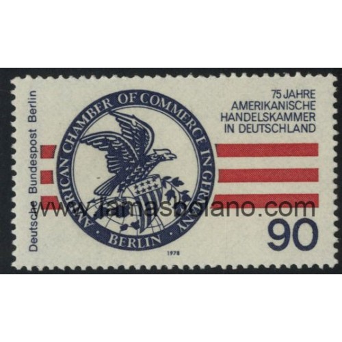 SELLOS ALEMANIA BERLIN 1978 - CAMARA AMERICANA DE COMERCIO EN ALEMANIA 75 ANIVERSARIO - 1 VALOR - CORREO