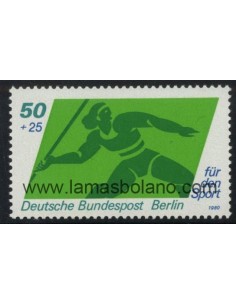 SELLOS ALEMANIA BERLIN 1980 - SOBRETASA PARA EL DEPORTE - 1 VALOR - CORREO